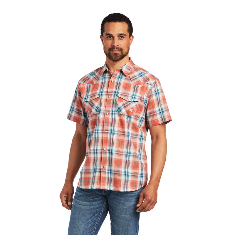 Ariat Hemden Herren - Hawk Retro Fit Orange/Blau ( QLZUF-3240 )